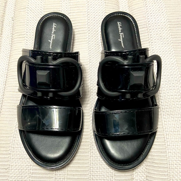 Black Patton leather slides - Picture 1 of 5